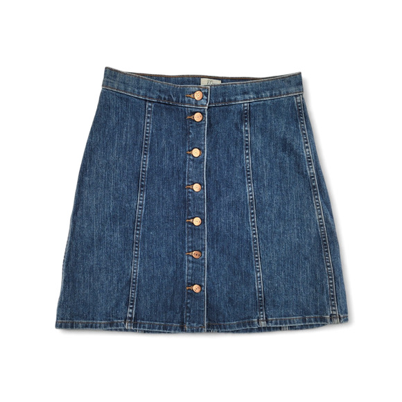 J.Crew Denim Mini Skirt Sz 29 Button Front Y2K Indie Grunge Vibe - Picture 1 of 3